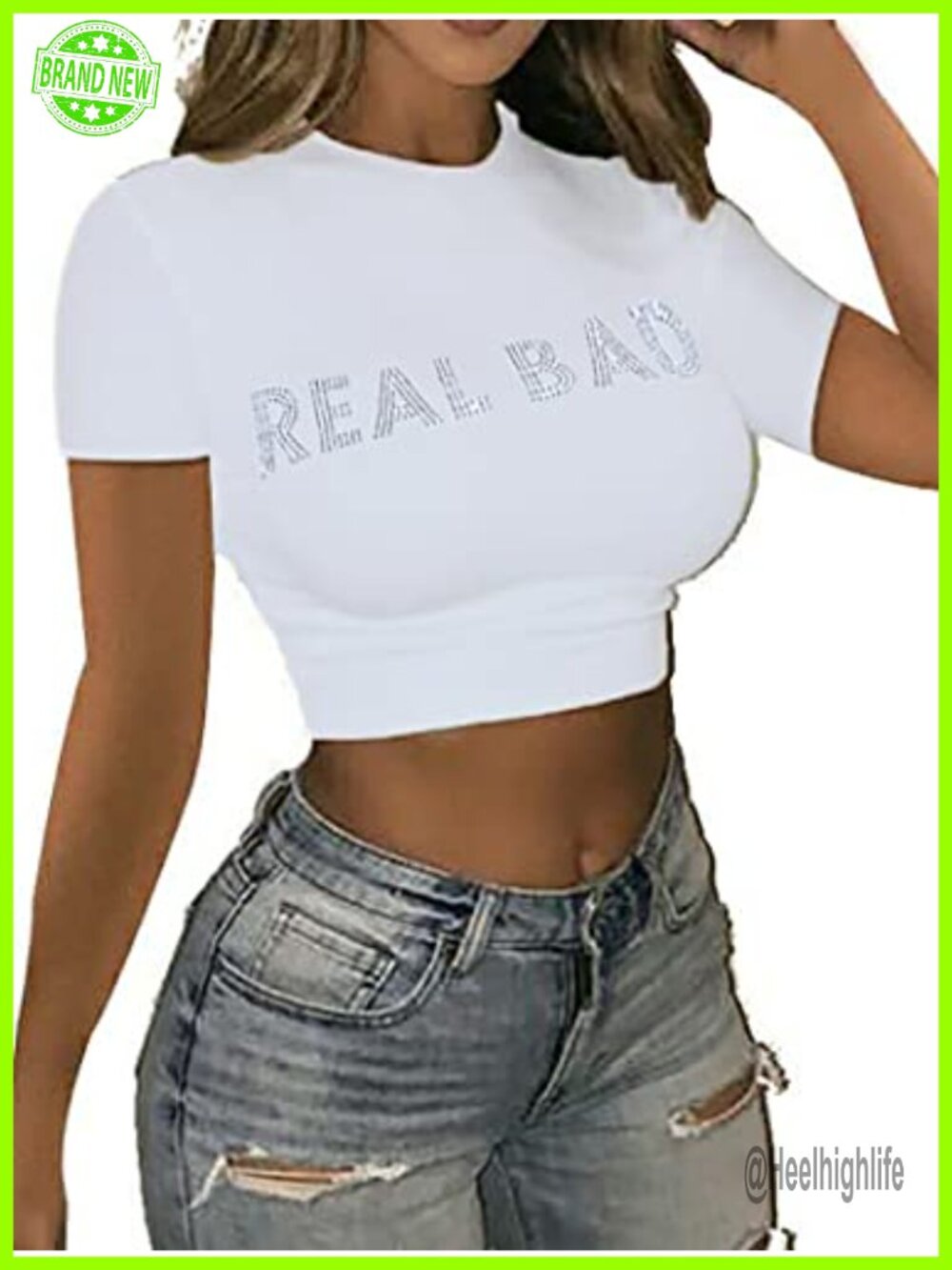 Womens Y2K Graphic Crop Top Short Sleeve Cotton Blend Slim Fit Baby Tee